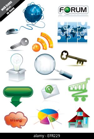 Web icon set shiny and glossy, eps10 vector illustration Stock Vector