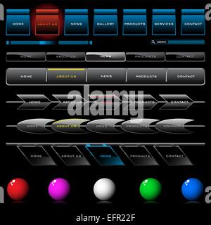 Set of shiny web navigation button templates Stock Vector