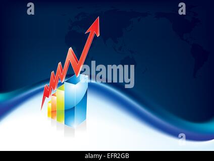 World business blue background with graph rising, eps10 vector illustration Stock Vector
