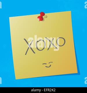 xoxo handwritten acronym message on sticky paper, eps10 vector illustration Stock Vector