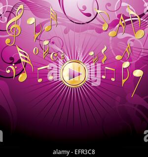 Musical theme with play button, vector illustration Stock Vector