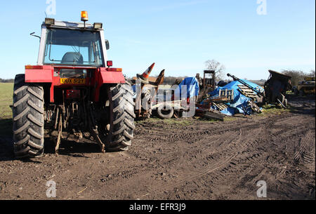 Farm machinery, big wheels on John Deere tractor, Sweden Stock Photo ...