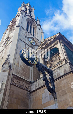 City of London  The church of St Dunstan-in-the-West in Fleet Street, with its clock of 1671 Stock Photo