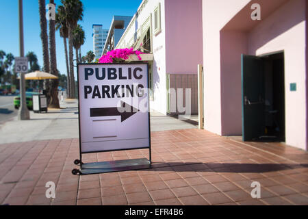 Parking sign on street sidewalk, Santa Monica, California, USA Stock Photo