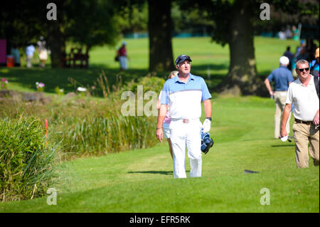 Celebrities and professionals attending the Farmfoods British Par 3 Championship 2014 - Day 3  Featuring: Alan McInally,Gary Boyd,Franklyn Stephenson,Matthew Hayes Where: Berkswell, United Kingdom When: 05 Aug 2014 Stock Photo