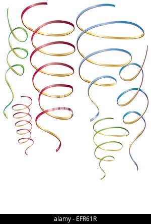 Collection of shiny golden ribbons, vector illustration Stock Vector