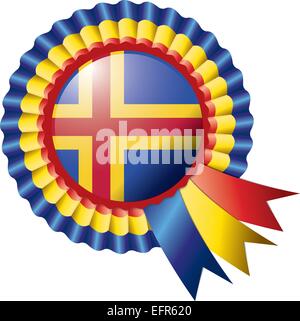 Aland detailed silk rosette flag, eps10 vector illustration Stock Vector