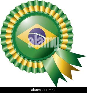 Brazil detailed silk rosette flag, eps10 vector illustration Stock Vector