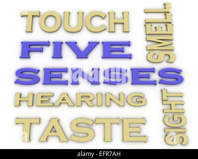 3d image Five senses  issues concept word cloud background Stock Photo