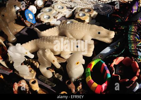 Craft stalls- Dock in PUERTO PIZARRO. Department of Tumbes .PERU Stock Photo