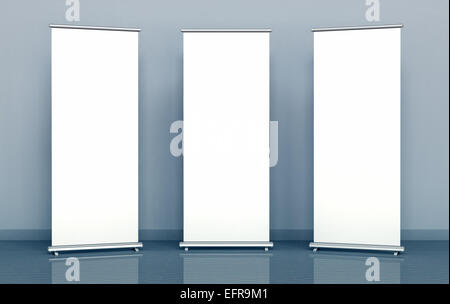 Blank roll-up banners Stock Photo