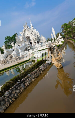 Vertical view of Wat Rong Khun, the White Temple, in Chiang Rai. Stock Photo