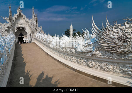 Horizontal view of Wat Rong Khun, the White Temple, in Chiang Rai. Stock Photo