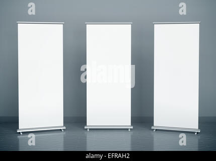 Blank roll-up banners Stock Photo