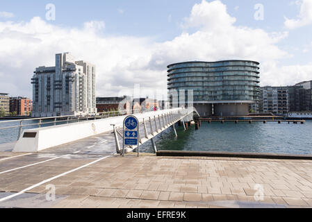 Copenhagen Sydhavn, South port bicycle bridge at Islands Brygge Stock Photo