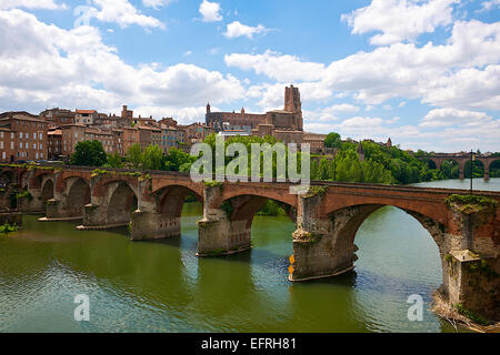 Old Bridges over Tarn River, Albi, France Stock Photo