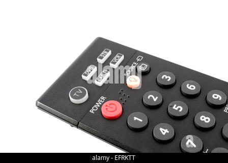 The button of power on a remote control panel of red color Stock Photo