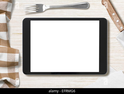 blank cooking recipe notes on black tablet pc Stock Photo