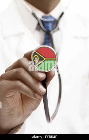 Stethoscope with national flag conceptual series - Vanuatu Stock Photo