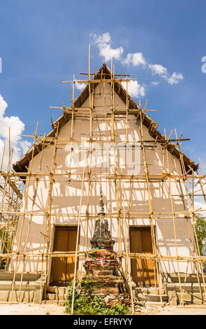 Old Thai Buddhist temple conservation and renovation under way Stock Photo
