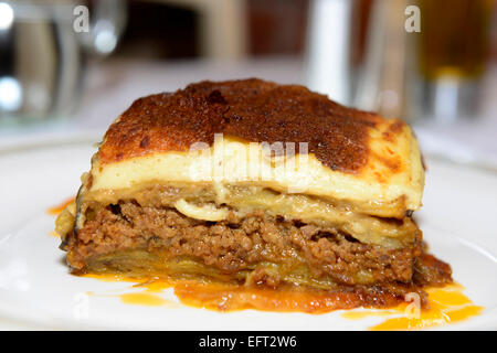 Moussaka is one of The best known Greek dishes in the world. Stock Photo
