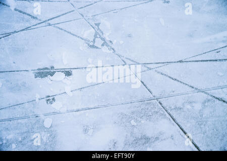 Ice texture on outdoor rink Stock Photo