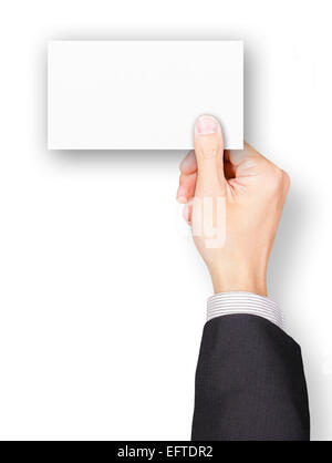 Hand of businessman holding a blank name card Stock Photo