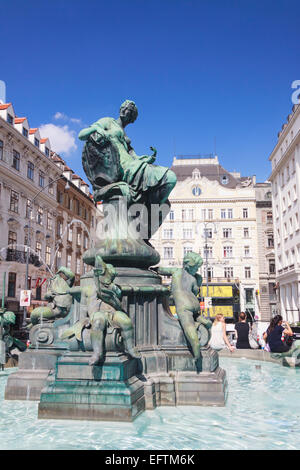 Statue and fountain at Neuer Markt square in Vienna, Austria Stock Photo