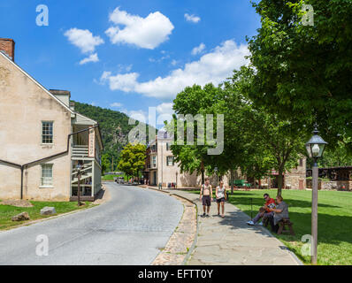 Shenandoah Street in historic Harpers Ferry, Harpers Ferry National Historical Park, West Virginia, USA Stock Photo