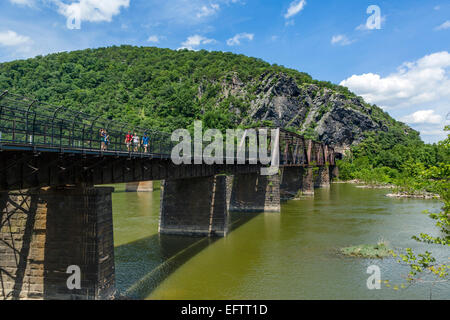 Appalachian Trail footbridge across the Potomac River at Harpers Ferry National Historic Park, West Virginia,  USA Stock Photo