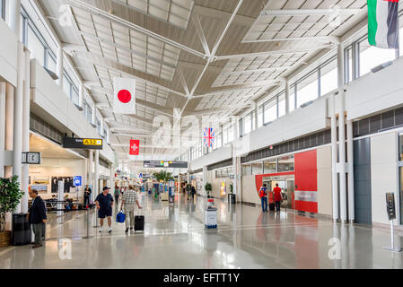 Departure gates at Washington-Dulles International Airport, Dulles, Virginia, USA Stock Photo