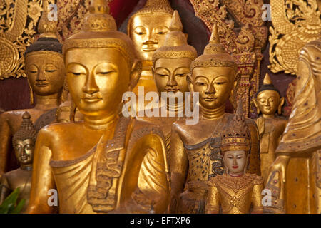 Buddha statues in the Wat Jong Kham monastery, Keng Tung / Kengtung, Shan State, Myanmar / Burma Stock Photo