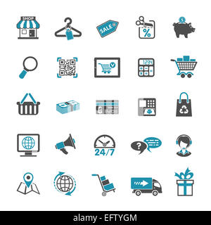 Internet Shopping Icon Set for e-commerce in two color Stock Photo