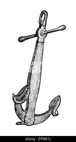 Victorian engraving of an anchor. Digitally restored image from a mid-19th century Encyclopaedia. Stock Photo