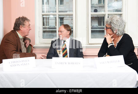 Christopher Simon Sykes, Andrew Roberts & Sara Wheeler at the Oldie Literary Lunch 10-02-15 Stock Photo