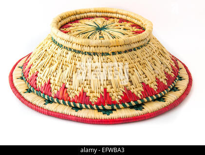 wicker basket for fruits or bread turned upside down Stock Photo