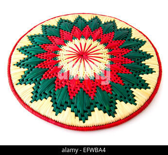 round form wicker mat isolated on white Stock Photo
