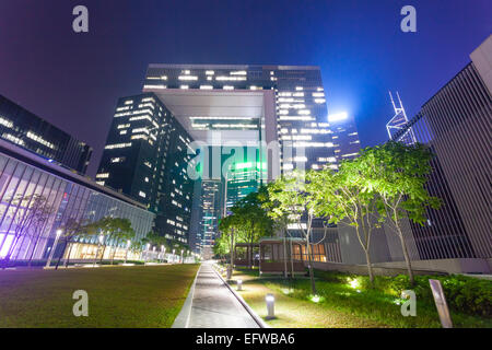 Modern office building at night Stock Photo