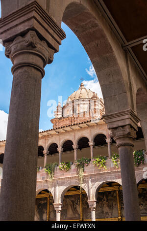 View of the Santo Domingo Convent which was built on the ruins of Qorikancha in Cuzco, Peru Stock Photo