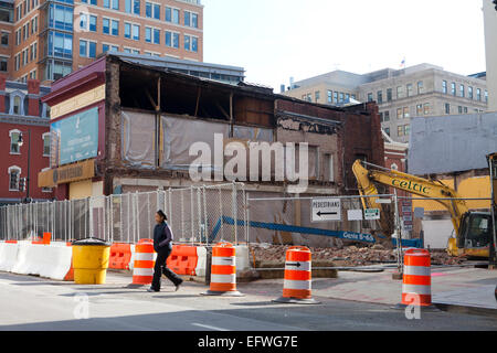 Commercial building demolition site in Northwest Washington, DC USA Stock Photo