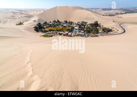 Hucachina oasis and sand dunes near Ica, Peru Stock Photo