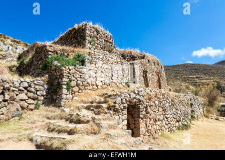 Palace of the Inca, ancient Incan ruins on Isla del Sol on Lake Titicaca in Bolivia Stock Photo