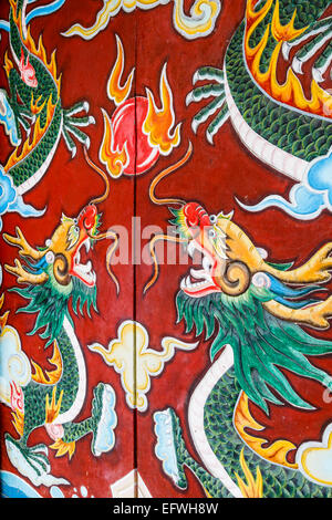 Entrance door to the Quan Cong temple (Chua Ong), Hoi An, Vietnam. Stock Photo