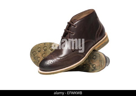 Men Brown Shoes on white background Stock Photo