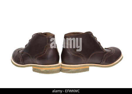 Men Brown Shoes on white background Stock Photo