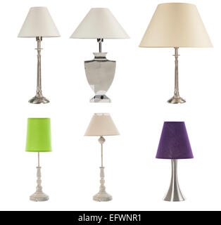different table lamps on white background Stock Photo