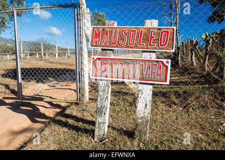 Entrance sign to the mausoleum of Ernesto Che Guevara in Vallegrande, Bolivia Stock Photo