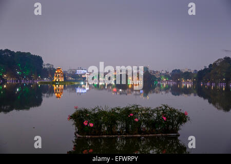 Hoan Kiem Lake in the old quarter, Hanoi, Vietnam. Stock Photo