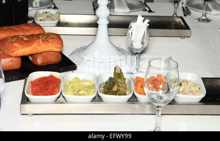 appetizers and salads are served in the restaurant Stock Photo