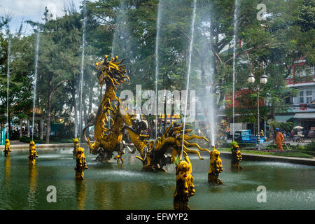 Dragon fountain at Cholon in District 6, Ho Chi Minh City (Saigon), Vietnam.